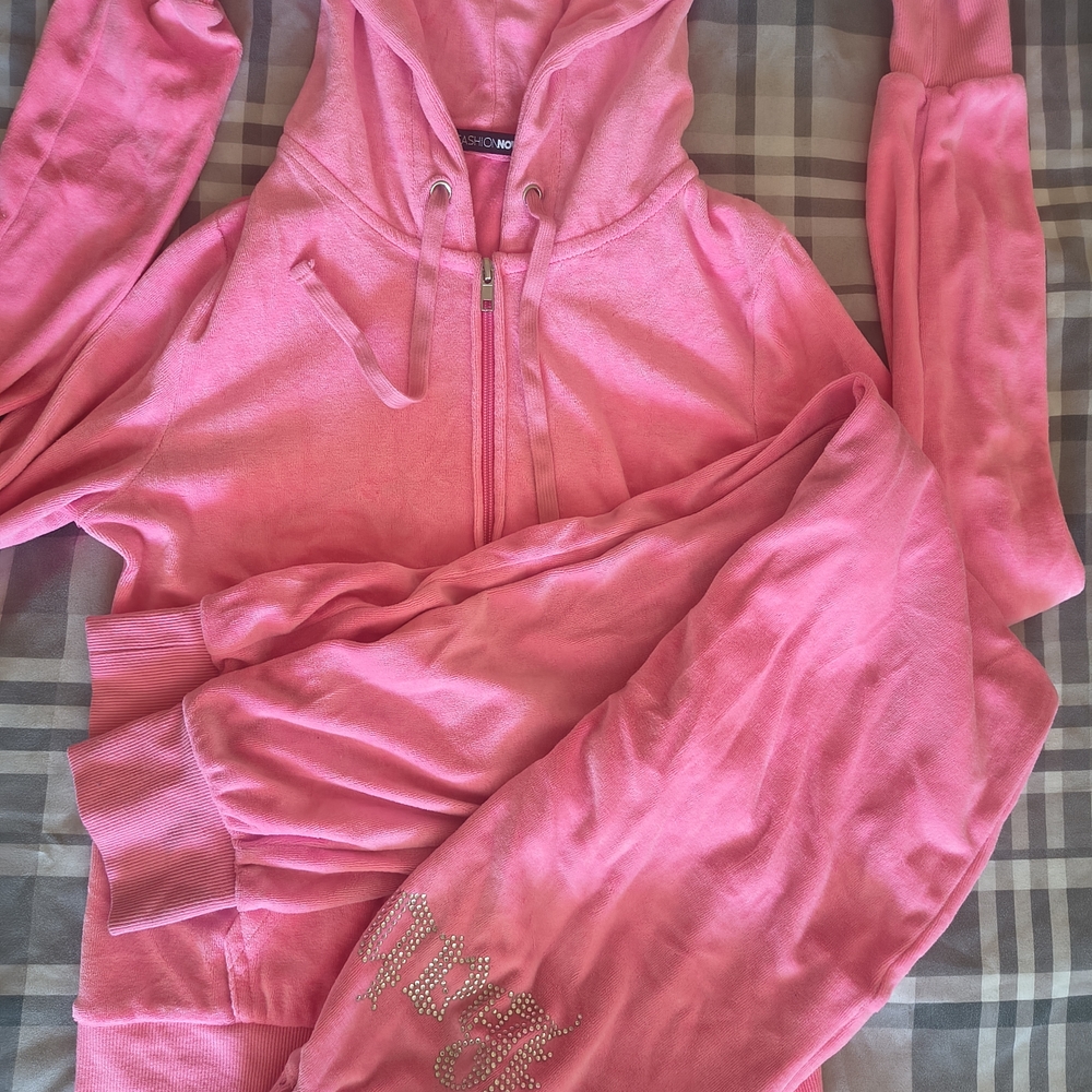 Fashion Nova Bright Pink Hoodie Set